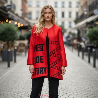 Áo khoác đắp vải, vẽ tay đỏ CI16